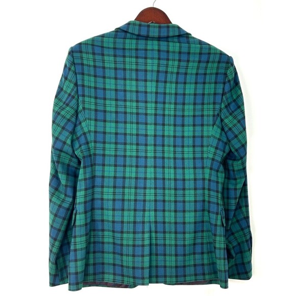 New ASOS Green Blue Tartan Plaid Mens Sz 40 Regular Blazer Jacket Sport Coat Hng - Picture 3 of 12